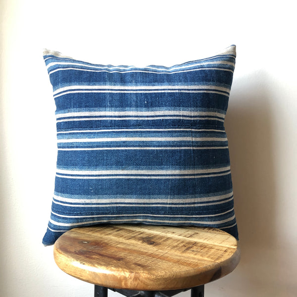 INDIGO BLUE STRIPED MUDCLOTH Pillow Cover MackenzieBryant Co