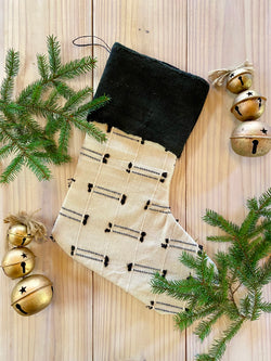 MUDCLOTH STOCKING - Black Top with Cream Knotted Bottom