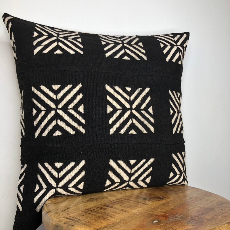 BLACK and WHITE MUDCLOTH Pillow Cover