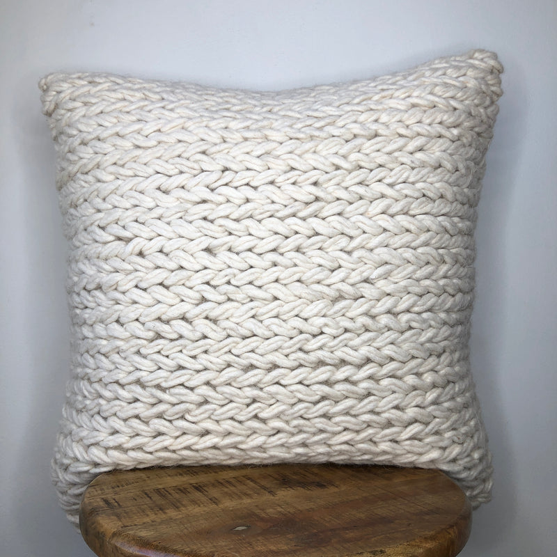 Cream or White Wool Braided Pillow cover 20 Inch or 16 x 26 Lumbar Pillow