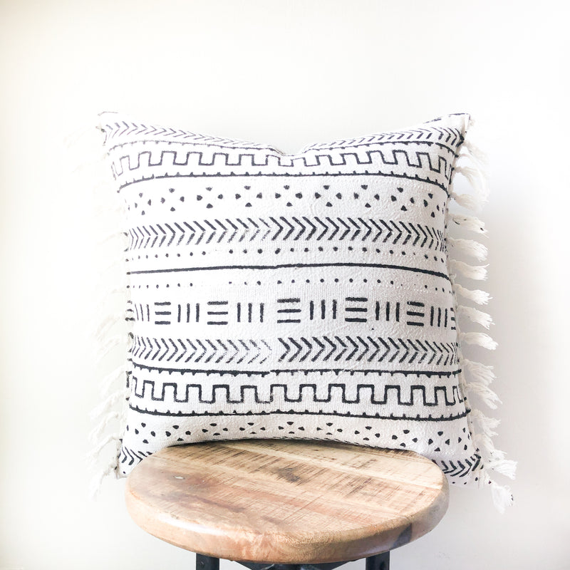 TRIBAL MUDCLOTH Style Pillow with tassels