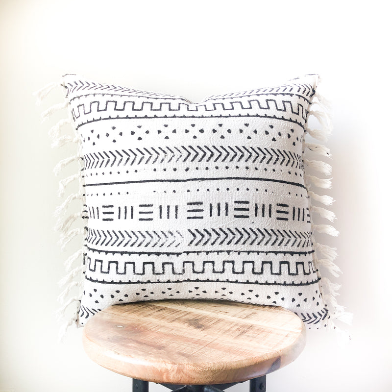 TRIBAL MUDCLOTH Style Pillow with tassels