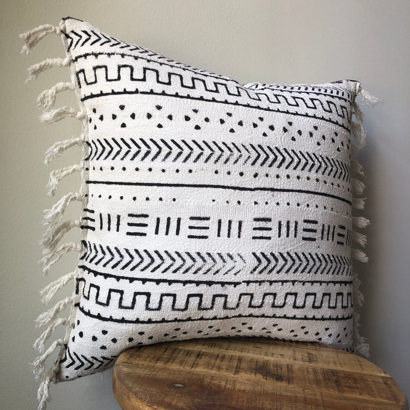 TRIBAL MUDCLOTH Style Pillow with tassels