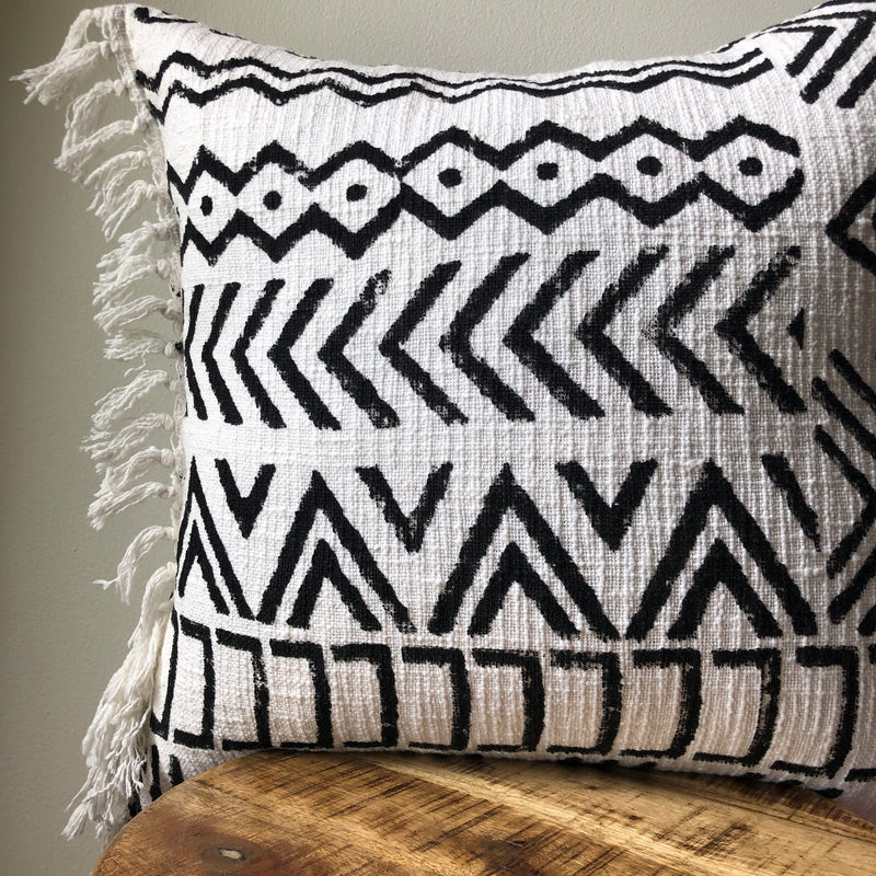 TRIBAL MUDCLOTH Style Pillow with tassels
