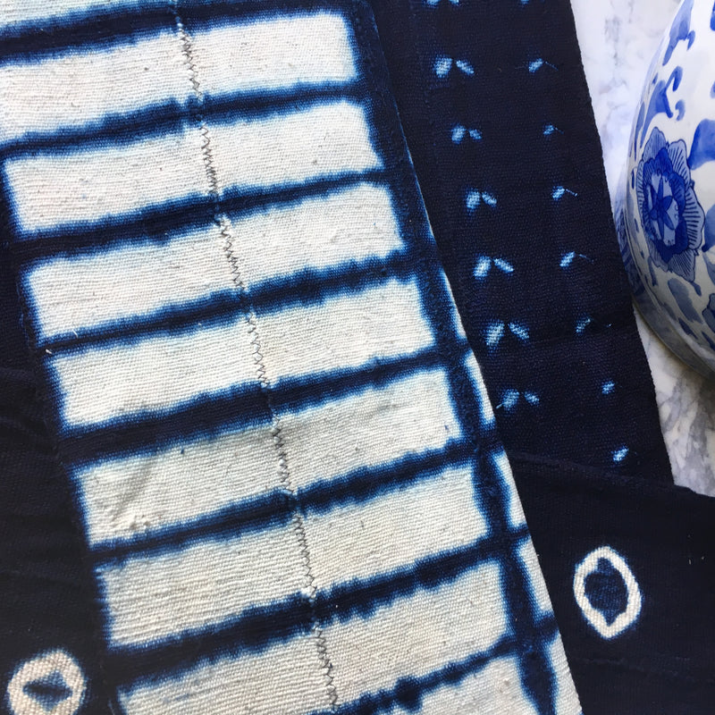 Shibori Indigo Mudcloth Fabric - SOLD PER SHEET