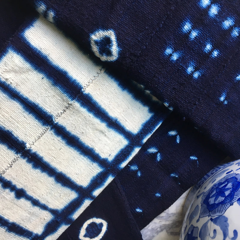 Shibori Indigo Mudcloth Fabric - SOLD PER SHEET