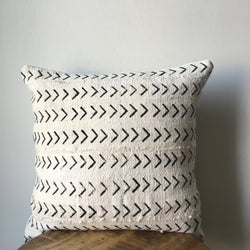 White and Black Arrow Print African Mudcloth Pillow Cover - Double sided and Insert Available