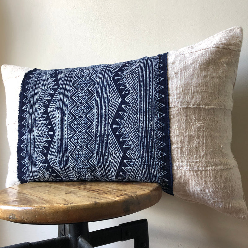 HMONG ON WHITE MUDCLOTH Pillow Cover