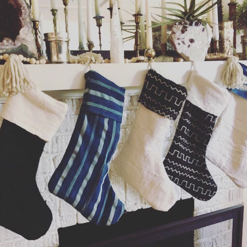 MUDCLOTH STOCKINGS- Indigo & White