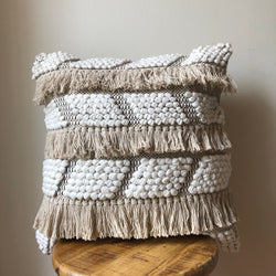 20 x 20 Black & Cream Crochet Tassel Pillow