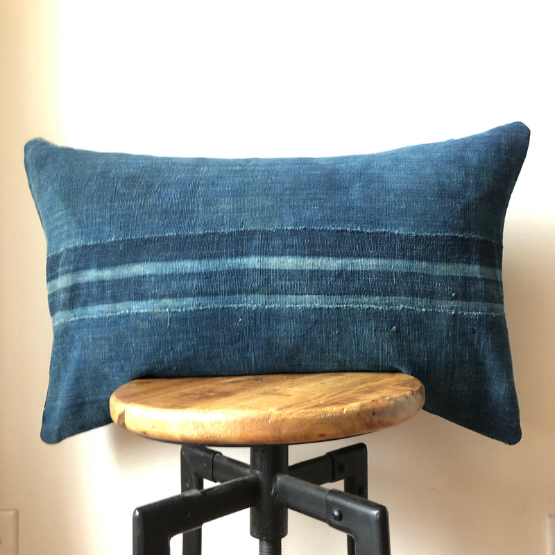 Indigo Striped MUDCOTH Pillow Cover