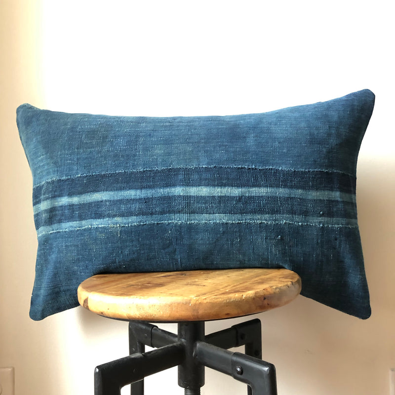 Indigo Striped MUDCOTH Pillow Cover