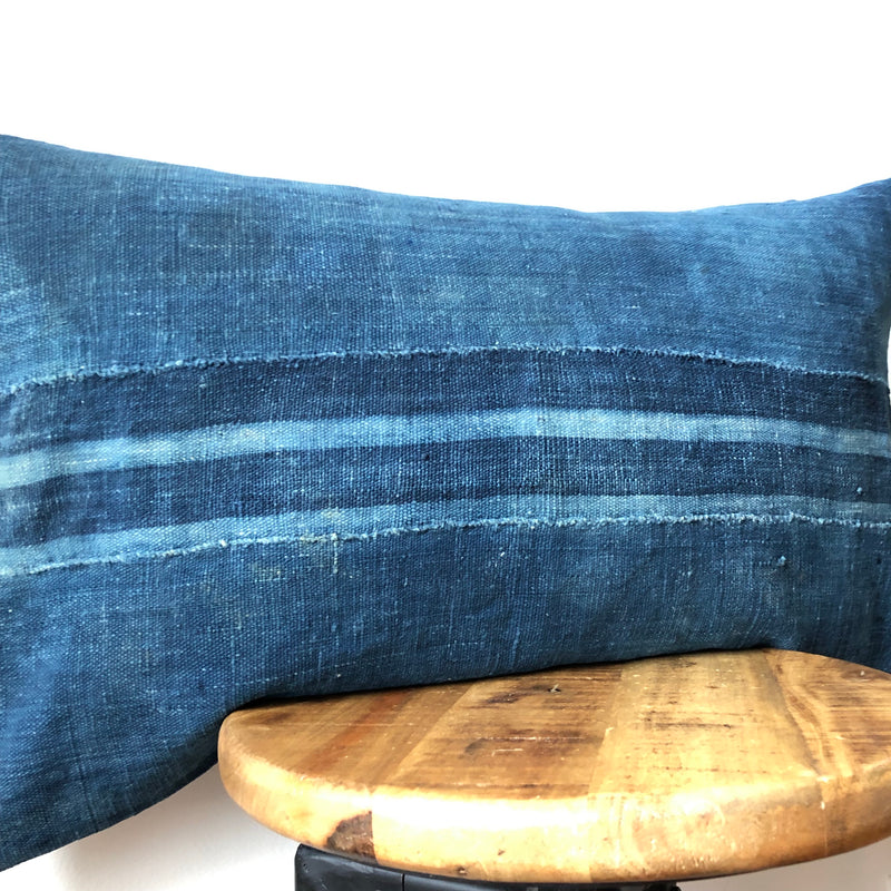 Indigo Striped MUDCOTH Pillow Cover