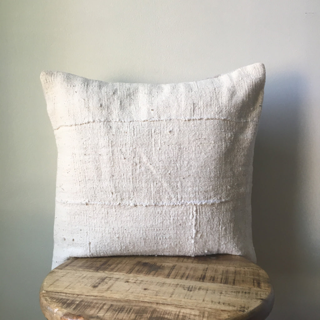 African Mud Cloth Pillow Cover, Authentic Mudcloth, Plain White, Multiple Sizes store Available, 'Jane'