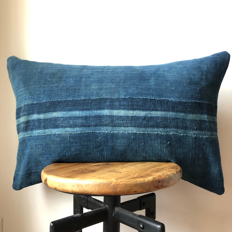 Indigo Striped MUDCOTH Pillow Cover